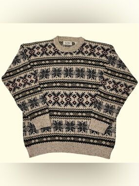 Vintage 90s Randy River Knit Crewneck Grandpa Sweater AOP Abstract Large